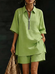 Women's Top Short-Sleeve Shirt Set