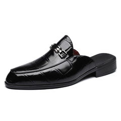 Men's Casual Leather Slippers Without Heel