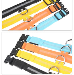 Collier lumineux LED en nylon pour chien et chat, clignotant pour une sécurité nocturne optimale, laisse ajustable. Accessoires pour animaux de compagnie.