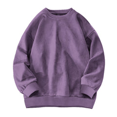 Round-neck Solid-color Suede-fleece Hoodie