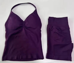 Fashionable Seamless Womens Fitness Shorts Set
