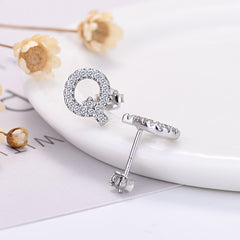 26-letter Zircon Earrings Uppercase Letters