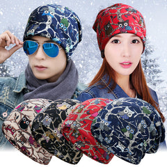 Fashion Men's And Women's Fashion Owl Print Riding Bib Hat Dual-use