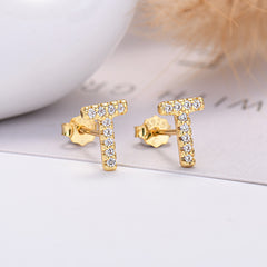 26-letter Zircon Earrings Uppercase Letters
