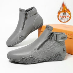 Genuine Leather Plus-Size Cotton Shoes Independent Website High-Top Wear-Resistant Outdoor Casual Shoes