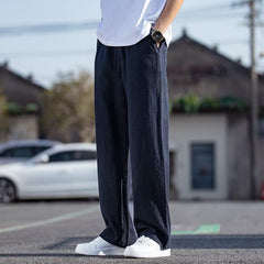 Men's Wide-Leg Loose All-Match Straight-Leg Linen Trousers
