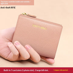 Soft Cowhide Cardholder Women's Short Genuine Leather Coin Purse