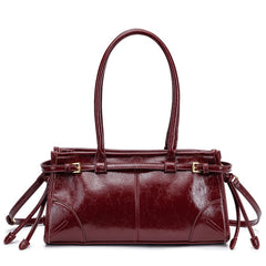 Casual All-Match Vintage Oil Wax Leather Handheld Underarm Bag