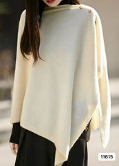 Women's Casual Loose Solid-Colored Knitted Cape Scarf