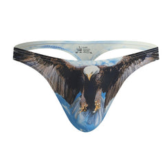 Men's Underpants Low Waist Polyester Printed Breathable T-back