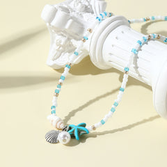 Starfish Woven Beach Shell Conch Bead Bracelet