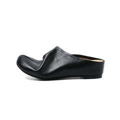 Women's Full Grain Leather Tabi Flats, Split Toe Slip-On Mules For Casual & Daily Wear