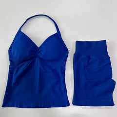 Fashionable Seamless Womens Fitness Shorts Set