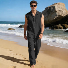 Men's Thin Sleeveless Shirt Casual Sports Suit