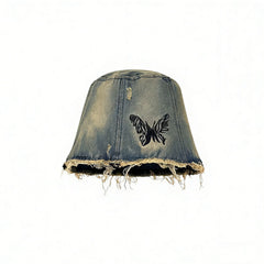 Fashionable All-Match Embroidered Butterfly Fringed Custom Fisherman Hat