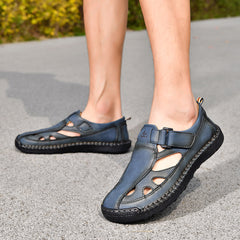 Breathable Hand-Sewn Mens Closed-Toe Sandals