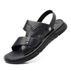 Men's Breathable Genuine Leather Beach Shoes Casual Soft Bottom Middle-aged And Elderly