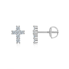 A Luxurious And Fashionable Minimalist Jewelry Earring Set Featuring Top-quality Moissanite Stones, Made Of S925 Silver Electroplated With Platinum.