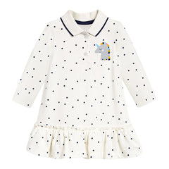 New Style Children's Skirt Long-sleeved Girls Striped POLO Skirt