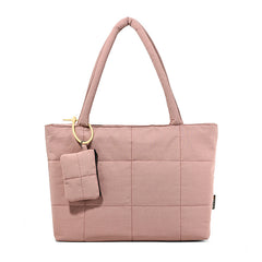 Womens Solid-Color Versatile Plaid Tote Bag
