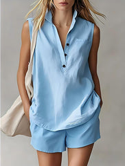 Women's Casual Sleeveless Short Set