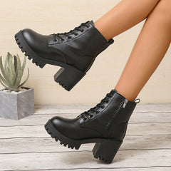 Chunky-soled Womens British-style Ankle Boots