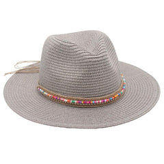 Single-color Fringed Dome-style Simple And Versatile Wide-brimmed Straw Hat Suitable For Vacation, Travel And Beach Use