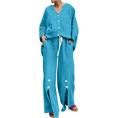 Women's Long-sleeve Cardigan Top And Pants Set