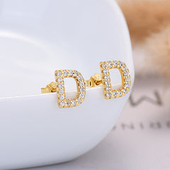 26-letter Zircon Earrings Uppercase Letters