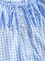 Plaid Cinched-waist Versatile Top For Women