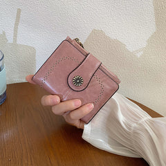 New Womens Oil-leather Wallet Vintage Short Style