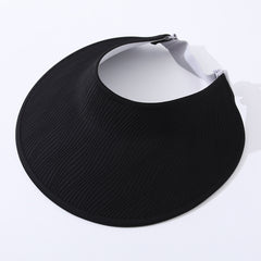 Simple Open-top Wave-pattern Indentation Adjustable Wide-brim Sun Hat For Summer Outdoor Activities, Breathable Open-top Hat