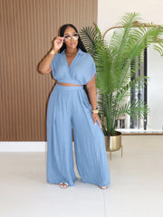 Women's High-waisted Wide-leg Pants Set