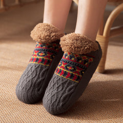 Cozy Fleece Bootie Slipper Socks Non-Slip Indoor Wear For Women And Men