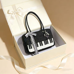 Lightweight Abeibi Polka-Dot Black And White Piano Key Shoulder Bag