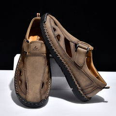 Breathable Hand-Sewn Mens Closed-Toe Sandals