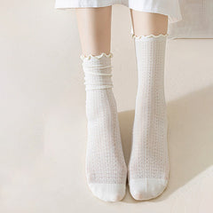 Summer Socks For Children Fungal Edge Thin Mesh Loose Mouth Stacked Breathable Middle Tube Socks