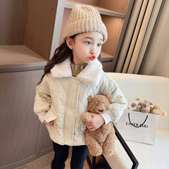 Girls' Winter Casual Jacket Warm Polo Collar Top