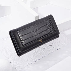 Women'S Wallet Pu Leather Long Fashion Buckle Clutch Bag Id Change Storage Bag Wear-Resistant and Durable