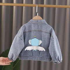 Girls' Denim Jacket With Polo Collar