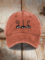 Washed Cotton Printed Hat Distressed Style Mens Vintage