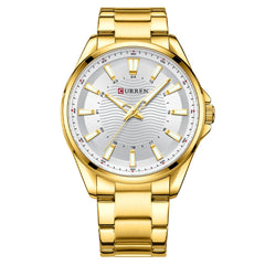 Waterproof Round Mens Simple Steel-Strap Watch