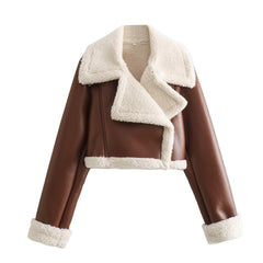 Short Fur Street-style Biker Jacket For Sassy Girls