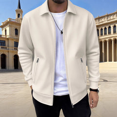 New Solid-color Pocketed Zip-up Long-sleeve Jacket Coat