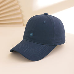 Solid-color Embroidered Smiling Face Baseball Cap For Daily Commuting, Sun Protection While Traveling, And Photography Purposes.