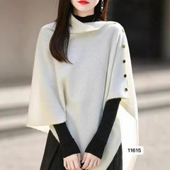 Women's Casual Loose Solid-Colored Knitted Cape Scarf