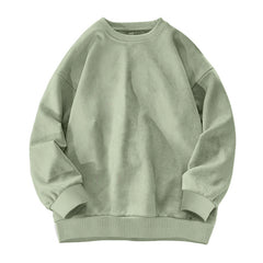 Round-neck Solid-color Suede-fleece Hoodie