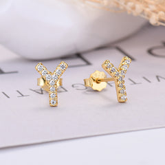 26-letter Zircon Earrings Uppercase Letters