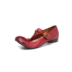 Women's Premium Washed Full Grain Leather Split-Toe Tabi Mary Jane Flats, All Leather Lined Shoes