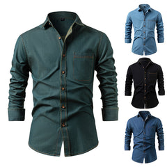 Pure Cotton Wrinkle-Resistant Solid Color Long-Sleeve Mens Casual Jacket